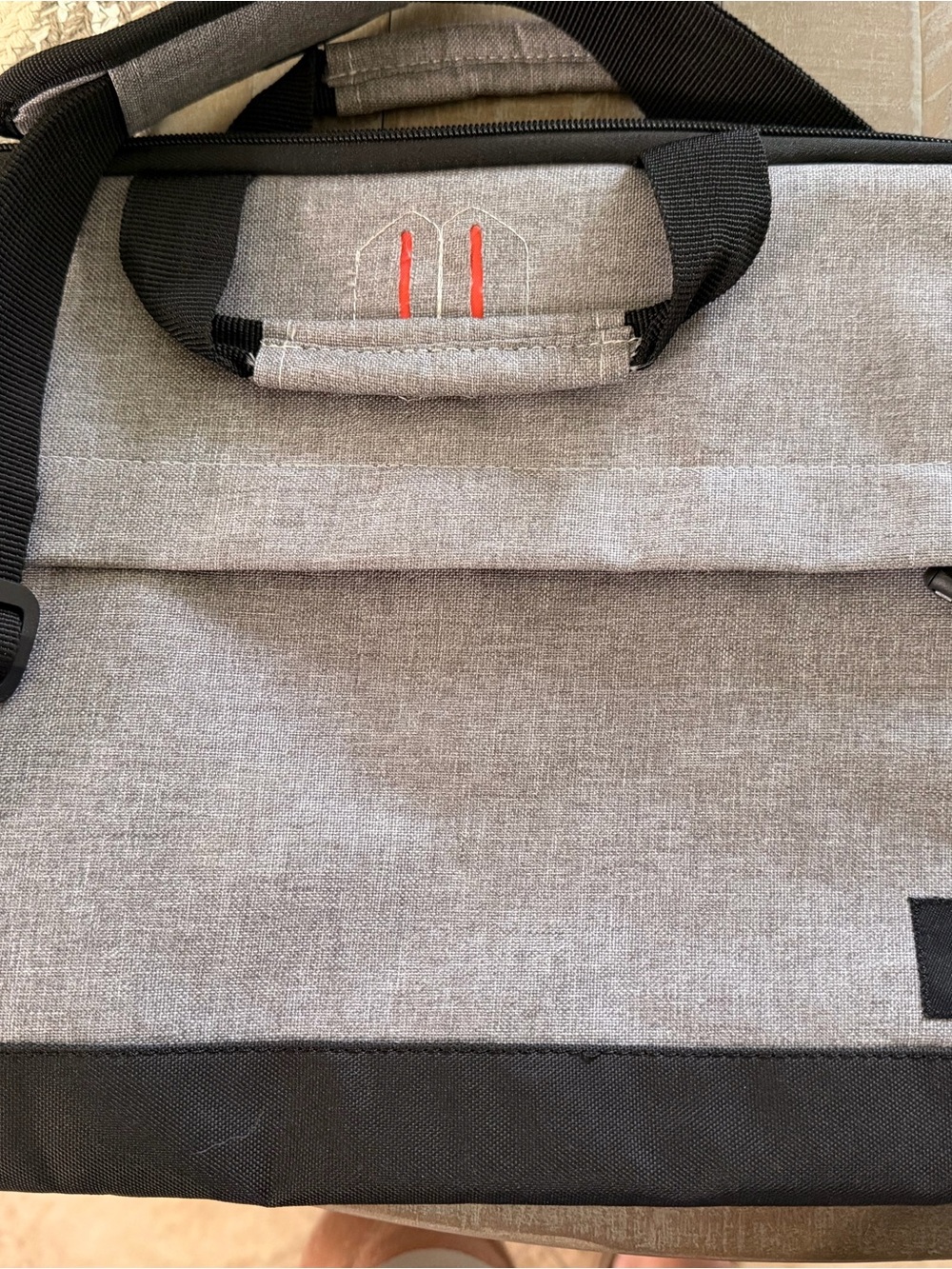 Targus Gray Laptop Briefcase with Black Trim and Red Stitch Accents